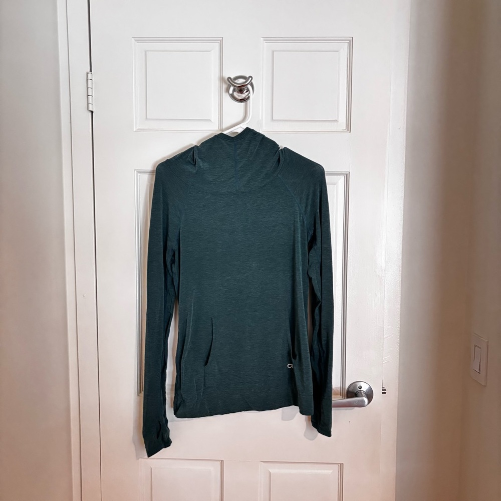 Women's Gap Green Active Hooded Long Sleeve Top